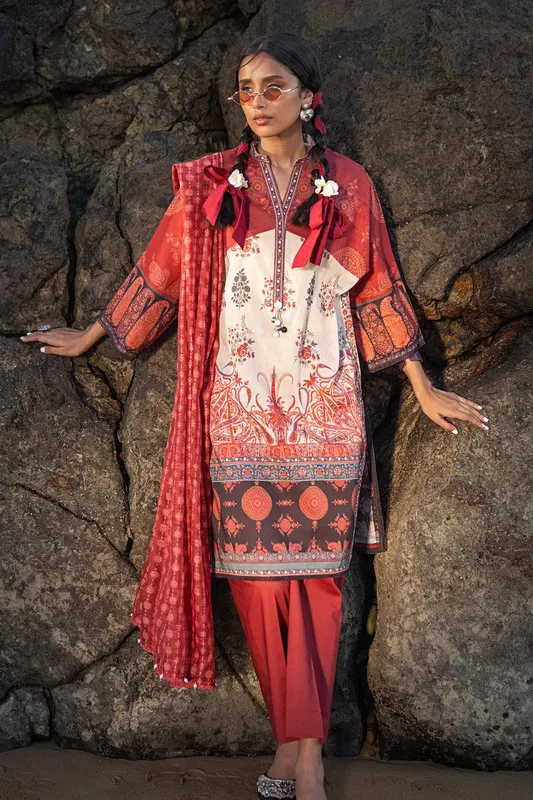 Sana Safinaz Mahay Spring 24 Red Cambric – view 1 – Poshaq