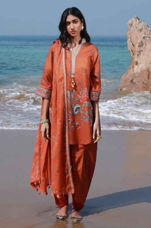 Sana Safinaz Mahay Spring 24 Orange Organza – view 1 – Poshaq