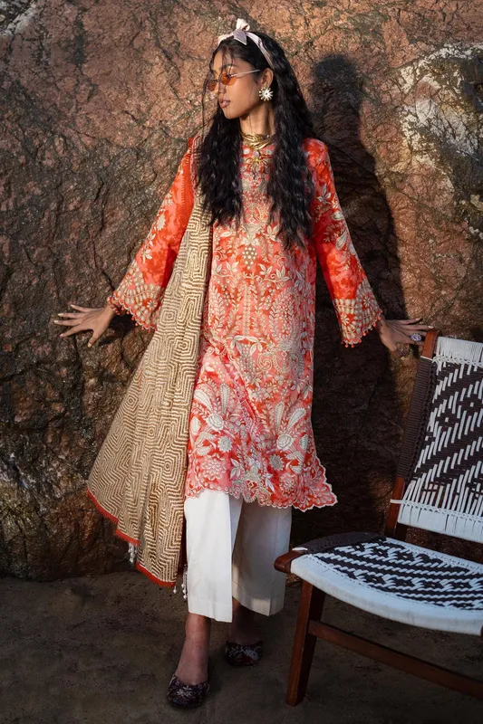 Sana Safinaz Mahay Spring 24 Orange Organza – view 1 – Poshaq