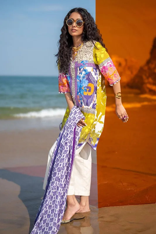 Sana Safinaz Mahay Spring 24 Yellow Chiffon – view 1 – Poshaq
