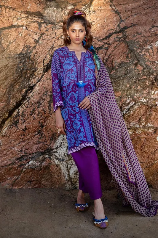 Sana Safinaz Mahay Spring 24 Purple Chiffon – view 1 – Poshaq