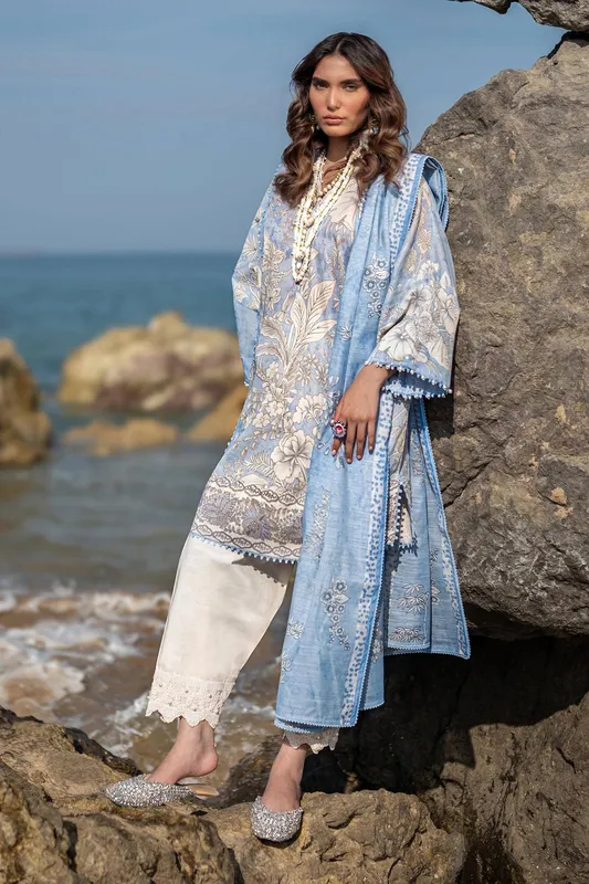 Sana Safinaz Mahay Spring 24 Sky Blue Organza – view 1 – Poshaq