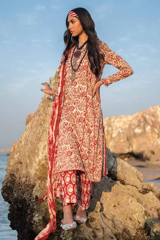 Sana Safinaz Mahay Spring 24 Red Organza – view 1 – Poshaq