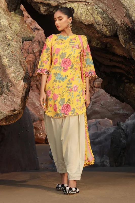 Sana Safinaz Mahay Spring 24 Yellow Lawn – view 1 – Poshaq