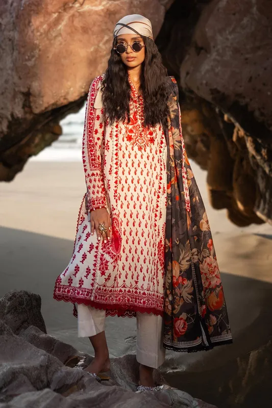 Sana Safinaz Mahay Spring 24 Off White Organza – view 1 – Poshaq