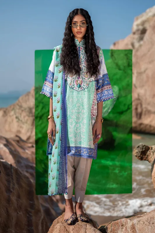 Sana Safinaz Mahay Spring 24 Ferozi Chiffon – view 1 – Poshaq
