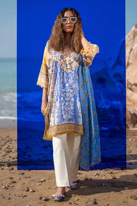 Sana Safinaz Mahay Spring 24 Blue Chiffon – view 1 – Poshaq