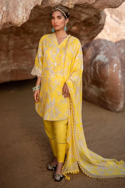 Sana Safinaz Mahay Spring 24 Yellow Organza – view 1 – Poshaq