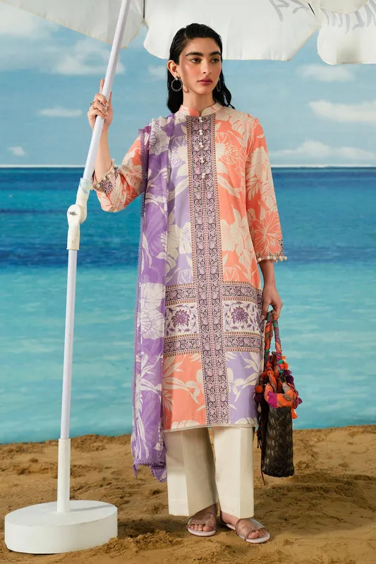Sana Safinaz Mahay Summer Lawn 24 Orange Chiffon – view 1 – Poshaq
