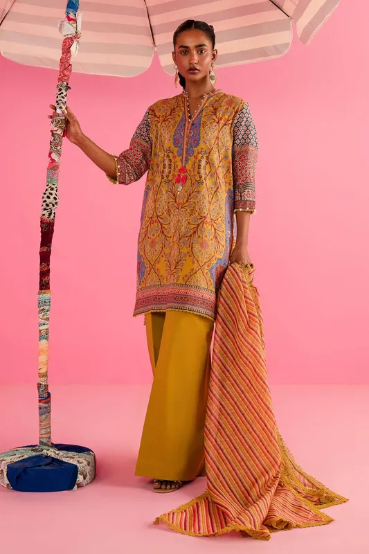 Sana Safinaz Mahay Summer Lawn 24 Gold Cambric – view 1 – Poshaq