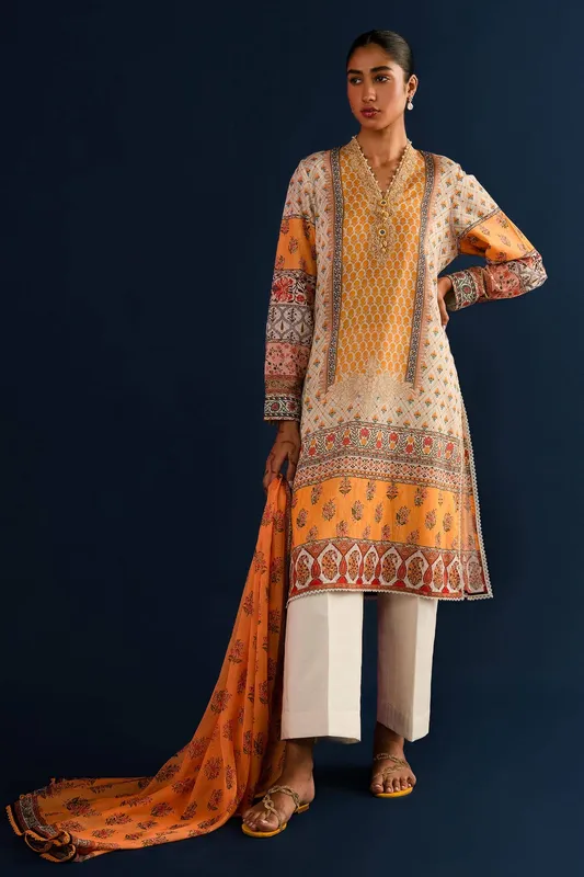 Sana Safinaz Mahay Summer Lawn 24 Orange Organza – view 1 – Poshaq
