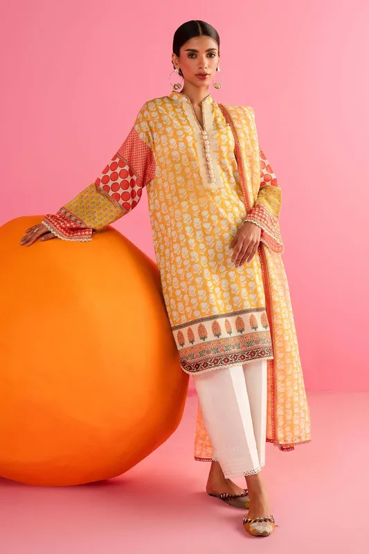 Sana Safinaz Mahay Summer Lawn 24 Yellow Organza – view 1 – Poshaq