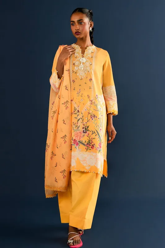 Sana Safinaz Mahay Summer Lawn 24 Yellow Organza – view 1 – Poshaq