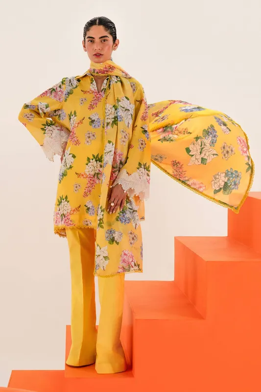 Sana Safinaz Mahay Summer Lawn 24 Yellow Organza – view 1 – Poshaq