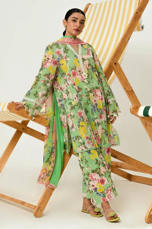 Sana Safinaz Mahay Summer Lawn 24 Green Organza – view 1 – Poshaq