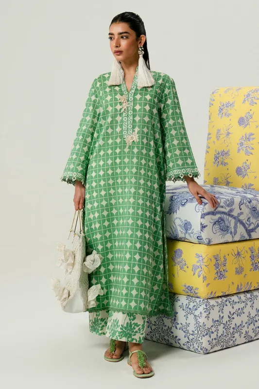 Sana Safinaz Mahay Summer Lawn 24 Green Organza – view 1 – Poshaq