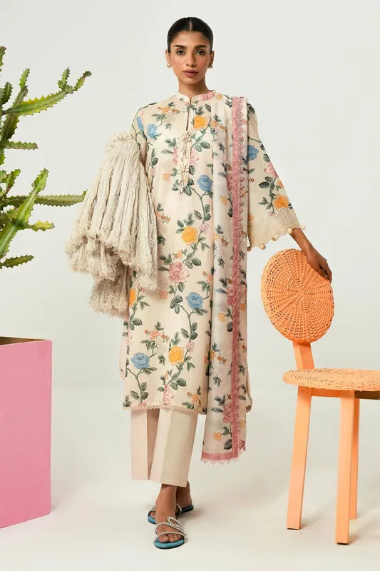 Sana Safinaz Mahay Summer Lawn 24 Ivory Organza – view 1 – Poshaq