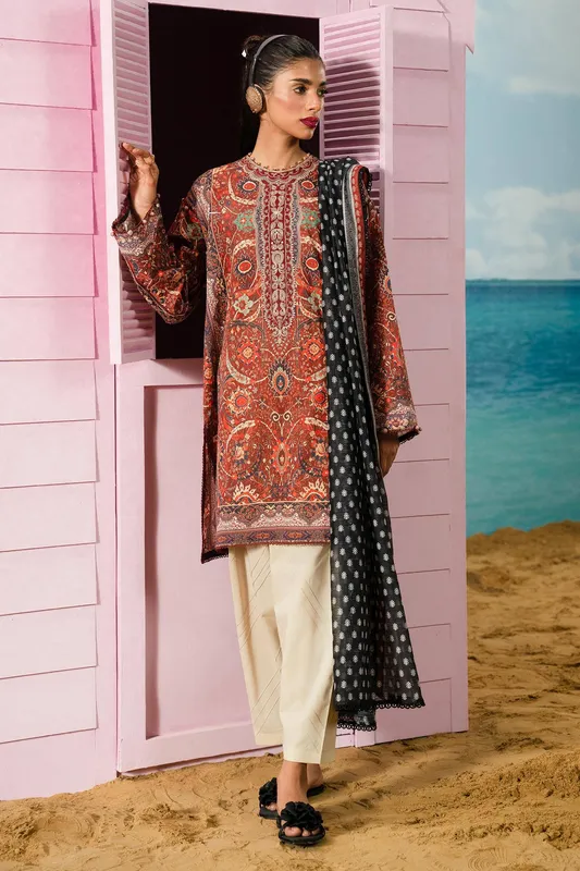 Sana Safinaz Mahay Summer Lawn 24 Maroon Organza – view 1 – Poshaq