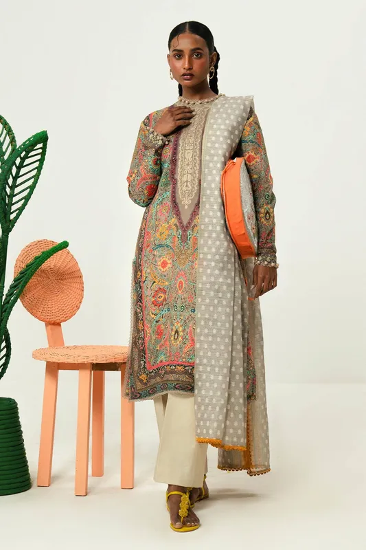 Sana Safinaz Mahay Summer Lawn 24 Grey Organza – view 1 – Poshaq