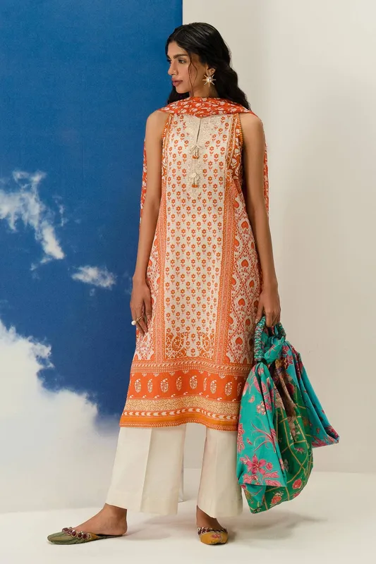 Sana Safinaz Mahay Summer Lawn 24 Orange Organza – view 1 – Poshaq