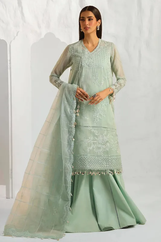 Sana Safinaz Muzlin Summer 24 Grey Organza – view 1 – Poshaq