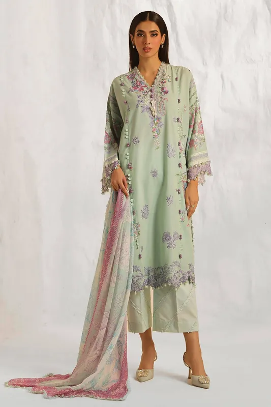 Sana Safinaz Muzlin Summer 24 Grey Organza – view 1 – Poshaq