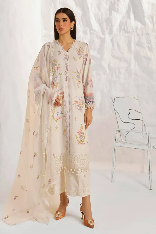Sana Safinaz Muzlin Summer 24 Off White Organza – view 1 – Poshaq