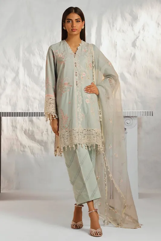 Sana Safinaz Muzlin Summer 24 Grey Organza – view 1 – Poshaq