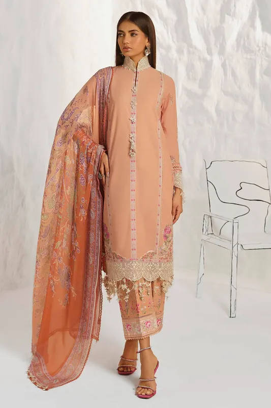 Sana Safinaz Muzlin Summer 24 Orange Organza – view 1 – Poshaq