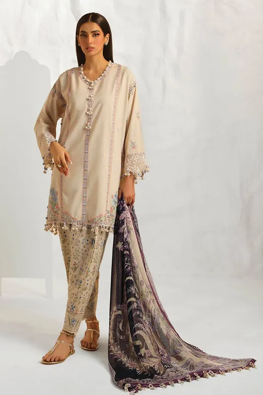 Sana Safinaz Muzlin Summer 24 Beige Organza – view 1 – Poshaq