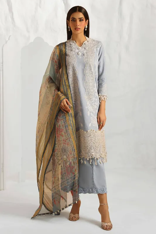 Sana Safinaz Muzlin Summer 24 Blue Organza – view 1 – Poshaq