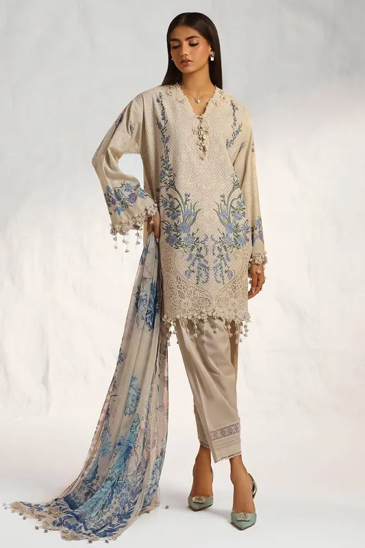 Sana Safinaz Muzlin Summer 24 Off White Organza – view 1 – Poshaq