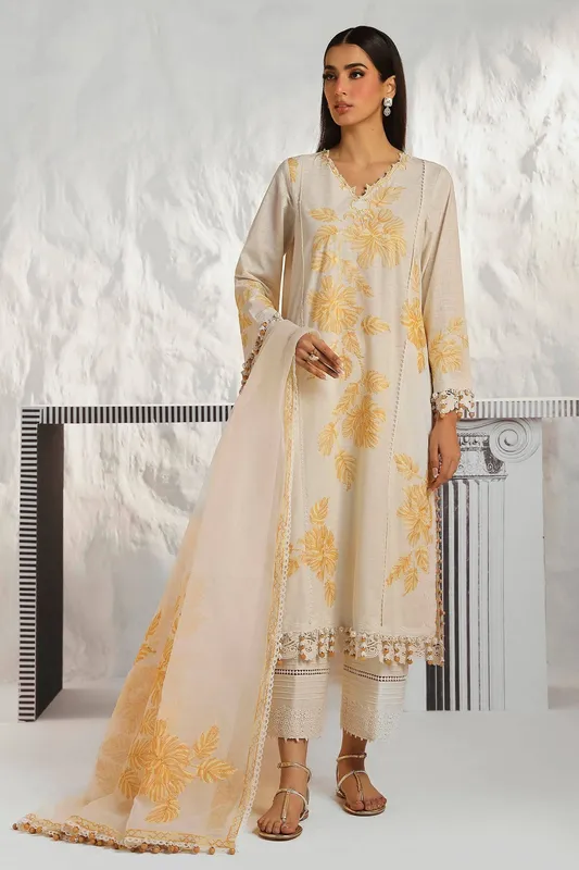 Sana Safinaz Muzlin Summer 24 Off White Organza – view 1 – Poshaq