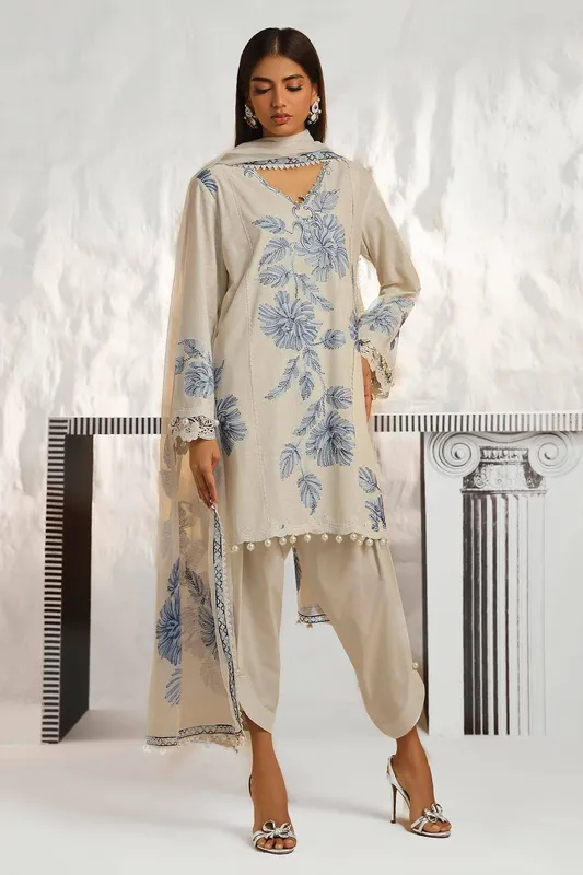 Sana Safinaz Muzlin Summer 24 Grey Organza – view 1 – Poshaq