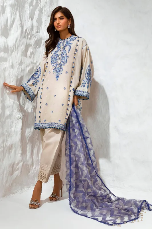 Sana Safinaz Muzlin Summer 24 Beige Organza – view 1 – Poshaq