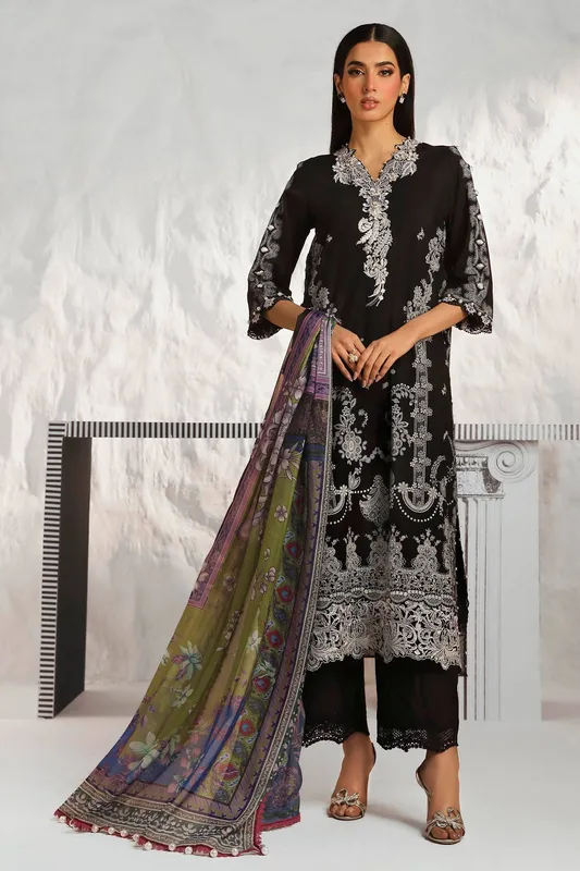 Sana Safinaz Muzlin Summer 24 Black Organza – view 1 – Poshaq