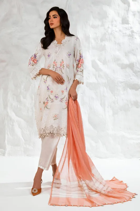 Sana Safinaz Muzlin Summer 24 White Organza – view 1 – Poshaq