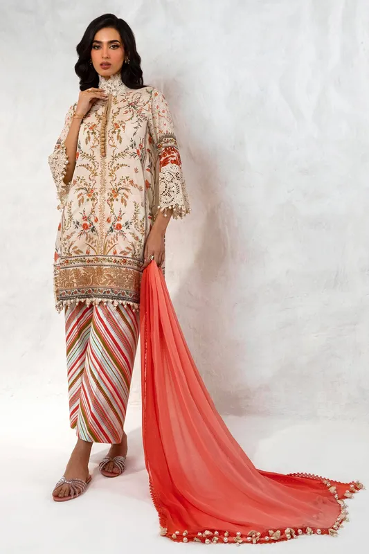 Sana Safinaz Muzlin Summer 24 Beige Organza – view 1 – Poshaq