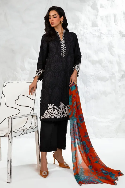 Sana Safinaz Muzlin Summer 24 Black Organza – view 1 – Poshaq
