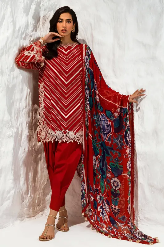Sana Safinaz Muzlin Summer 24 Red Organza – view 1 – Poshaq