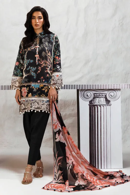 Sana Safinaz Muzlin Summer 24 Black Organza – view 1 – Poshaq