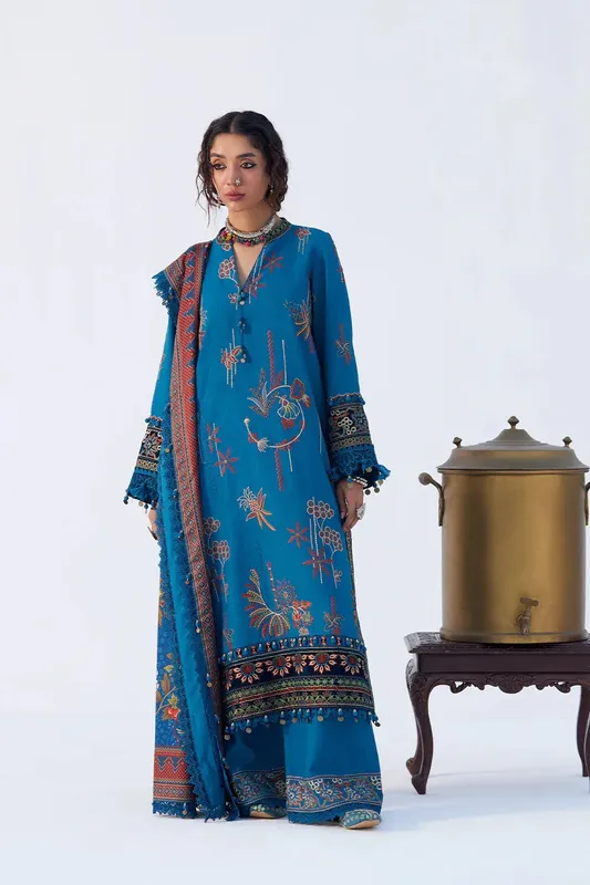 Saira Rizwan Winter Khaddar 25 Azure Blue Khaddar – view 1 – Poshaq