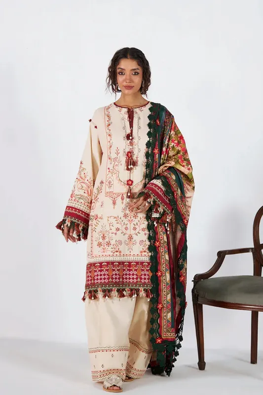 Saira Rizwan Winter Khaddar 25 Ivory Khaddar – view 1 – Poshaq