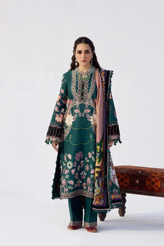 Saira Rizwan Winter Khaddar 25 Teal Green Khaddar – view 1 – Poshaq