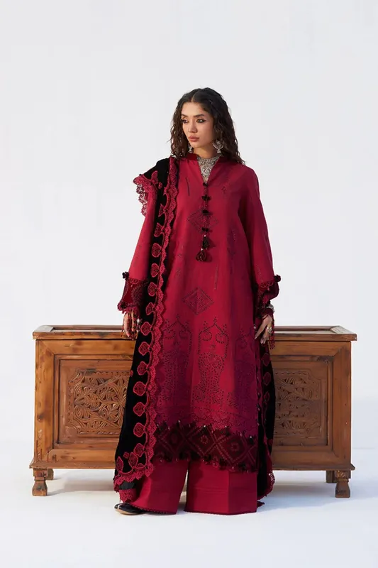 Saira Rizwan Winter Khaddar 25 Deep Red Khaddar – view 1 – Poshaq