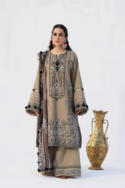Saira Rizwan Winter Khaddar 25 Gray Olive Khaddar – view 1 – Poshaq