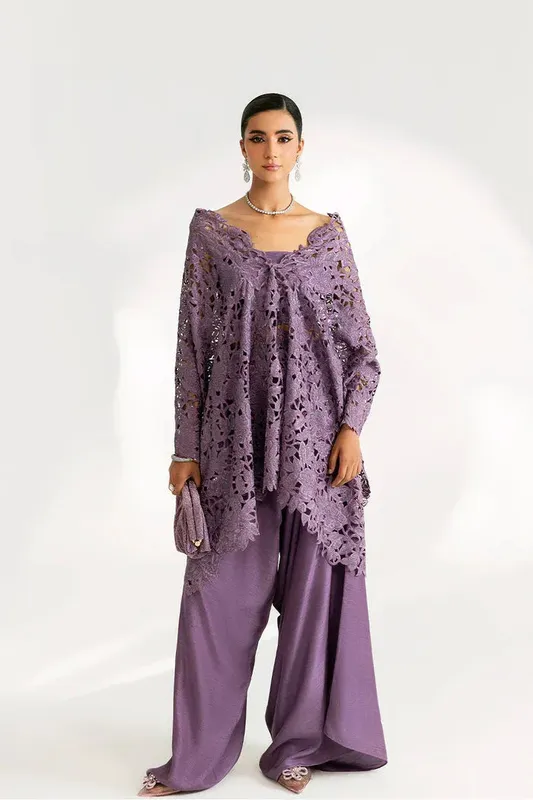 Saira Rizwan Silk Pret 25 Purple Gray Silk – view 1 – Poshaq