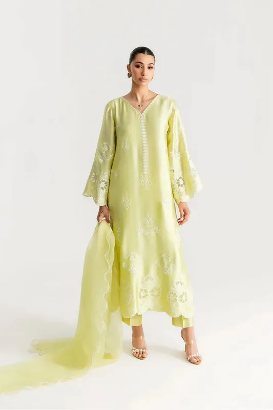 Saira Rizwan Silk Pret 25 Light yellow Organza – view 1 – Poshaq