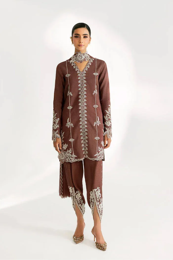 Saira Rizwan Silk Pret 25 Dull Brown Raw Silk – view 1 – Poshaq