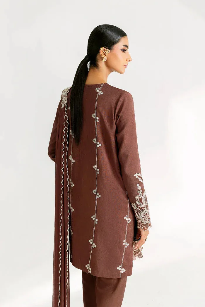Saira Rizwan Silk Pret 25 Dull Brown Raw Silk – view 2 – Poshaq